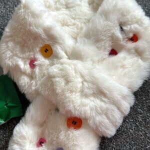 Halara Decorative Scarf - White with Colored Buttons